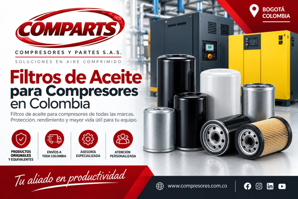Filtros de aceite para compresores en Colombia