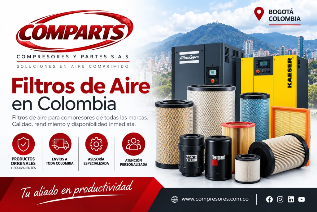 Filtros de aire para compresores en Colombia
